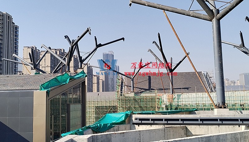 合肥文一塘溪津門天幕鋼結(jié)構(gòu)及ETFE氣枕膜工程施工進(jìn)度