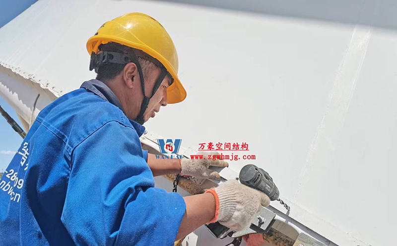 陜西定邊馬蓮灘沙漠公園鋼膜結(jié)構(gòu)工程“奮力快跑”，工程“進(jìn)度條”刷新了!