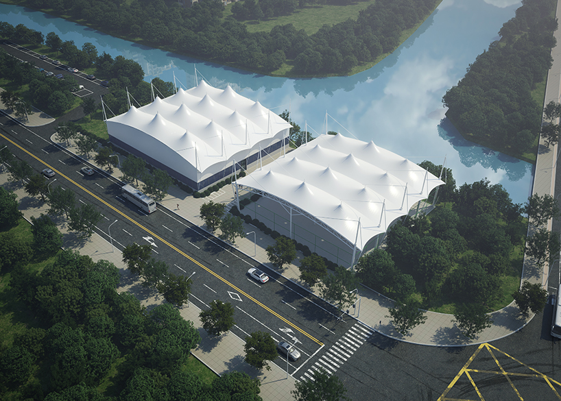 溫州惠民路西側(cè)綠地球場(chǎng)PTFE膜結(jié)構(gòu)